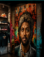 Urban art wall inside the store